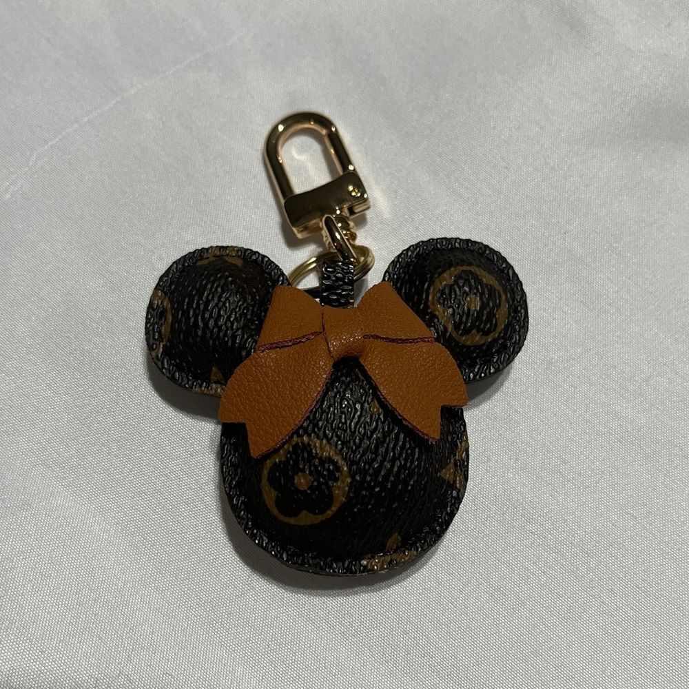 Monogram Canvas Mickey‎ Mouse Leather keychain, Gold Accents